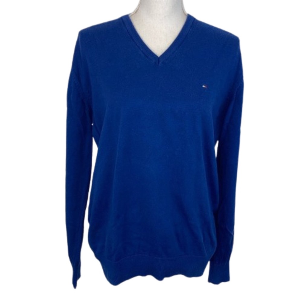TOMMY HILFIGER Blue long sleeved kit top sweater SMALL